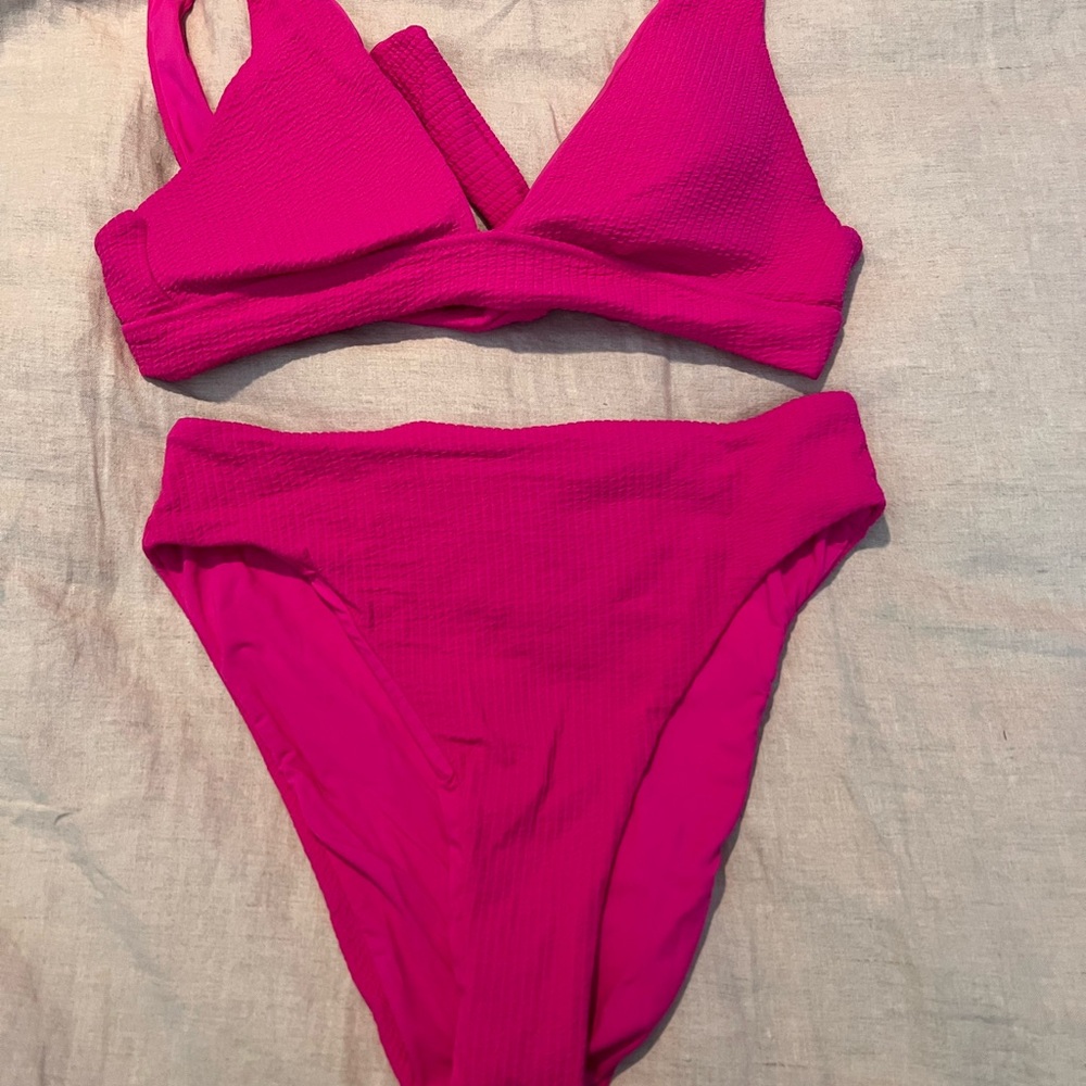 BECCA Pink High-Cut Bikini Set